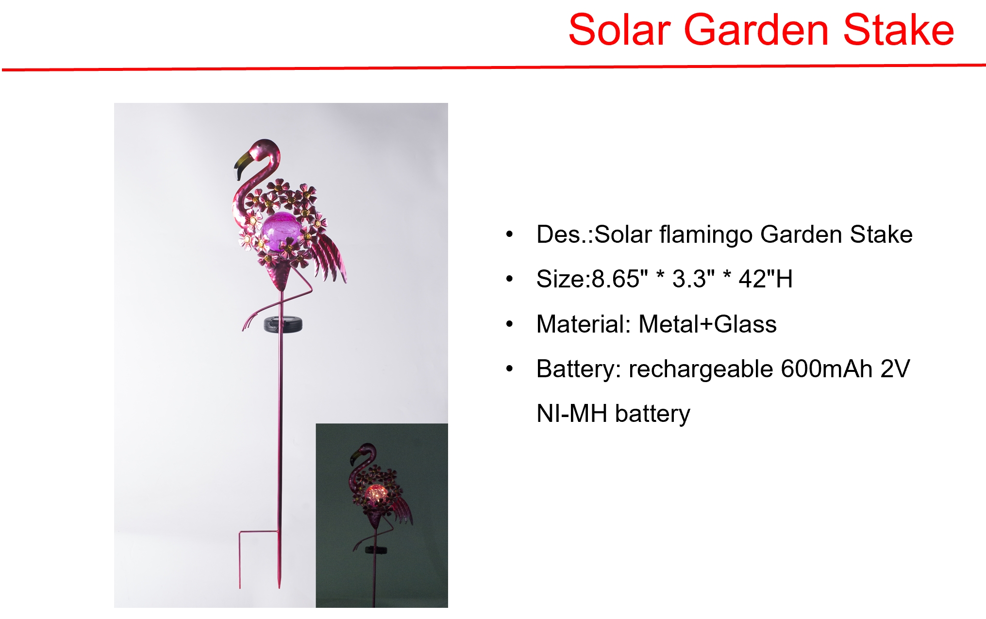 Solar LED flamingo Garden Stake & Metal Wall Lights