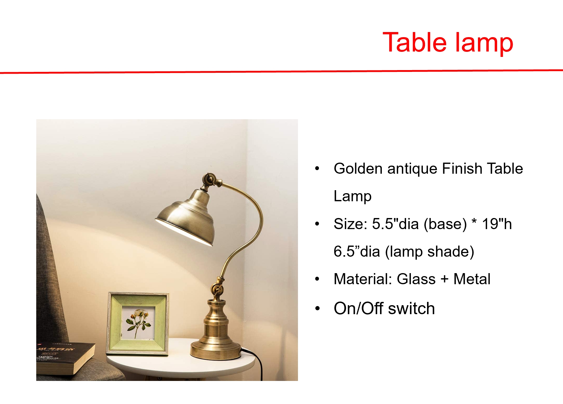 Solar Golden antique Finish Table Lamp