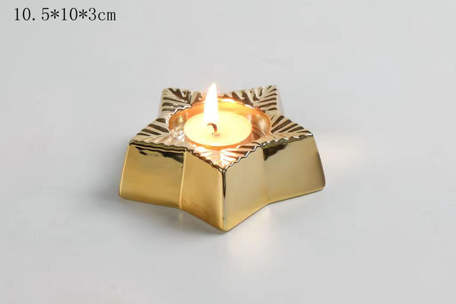 porcelain gold star candle holder - 21