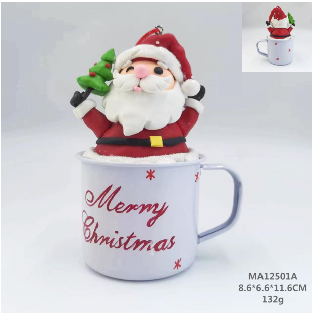 clay dough a cup of Santa Claus hold up a tree- 27