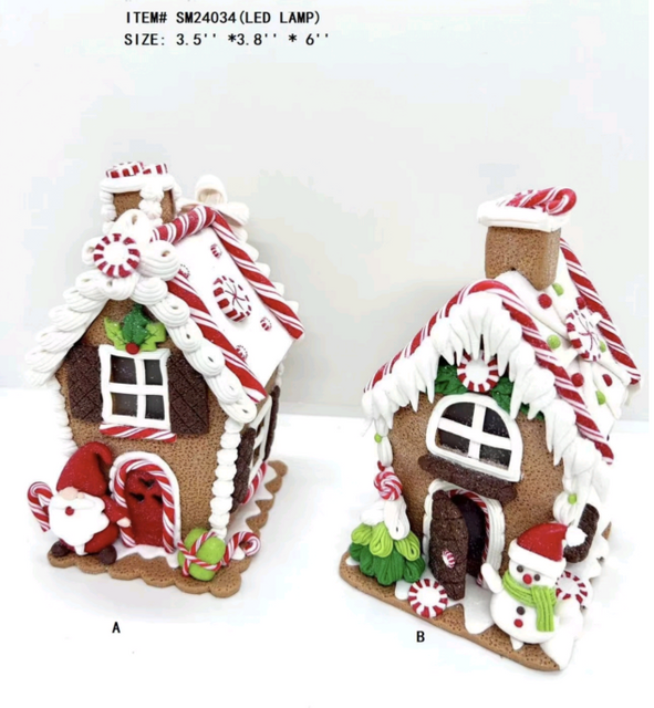 clay dough little Santa Claus & snowman standing in front of the candy house- 18