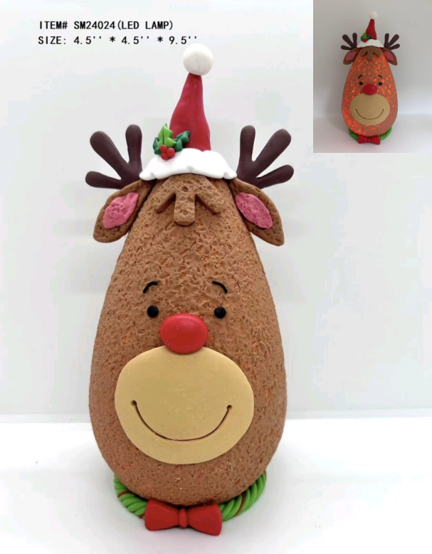 clay dough Reindeer with red hat- 8