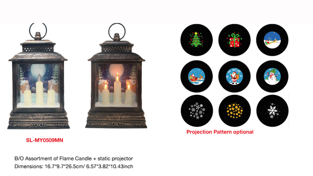 Indoor Decoration B/0 Assortment of Flame Candle + static projector- 31