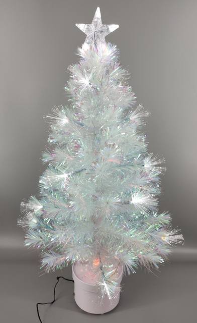 X'mas White color Crystal Fiber tree +top star with round basin - 15
