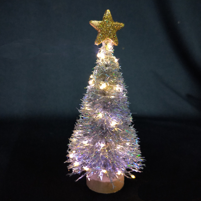 X'mas Magic color Mini Tree with wooden basin +Glitter top star - 41