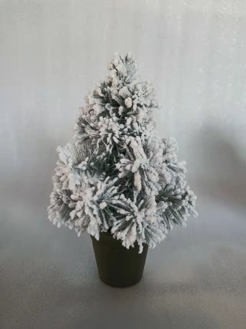 X'mas Green Mini Tree+flocking with basin - 20