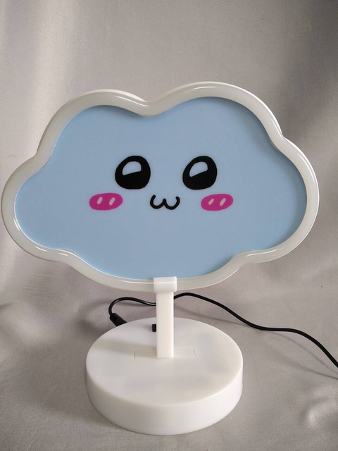 Neon Tube Cloud-Shaped Light with 20×10×20.5cm White Round Base, Modern Decorative LED Lamp for Bedroom/Living Room