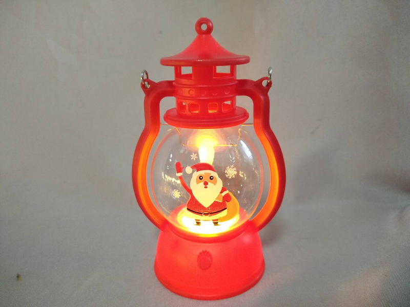 Santa Claus-Themed Mini Lantern Table Decor (8×6×13cm), Button Cell Battery-Powered LED Light, Whimsical Holiday Accent