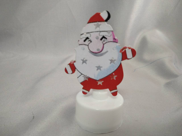 Santa Claus-Shaped Tabletop Decorative Ornament (5×3.5×9cm), Button Cell Battery-Powered LED Light, Jolly Holiday Accent