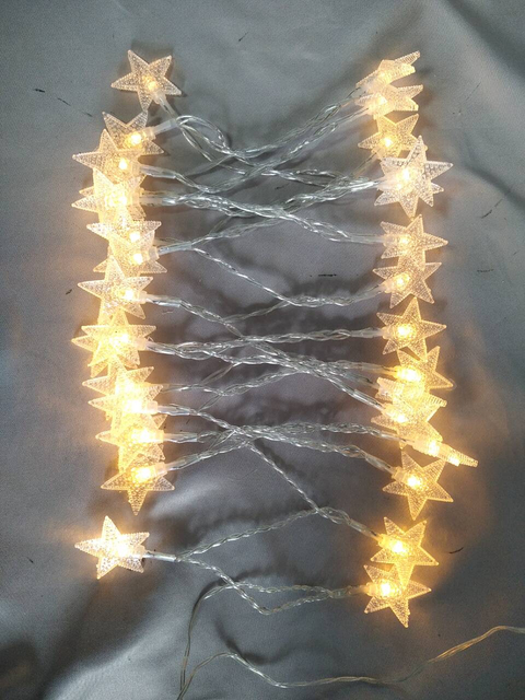PS Star-Shaped (Dotted Texture) F5 String Lights with 30 LED Bulbs, 8cm Spacing & 240cm Total Length, USB-Powered 8-Mode Lighting for Festive Decor