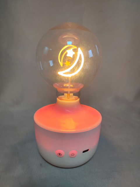 Star-Moon Themed 7-Color Ambient Table Lamp with Clear Glass Shade, Battery/USB Operated, Dreamy Decorative Light