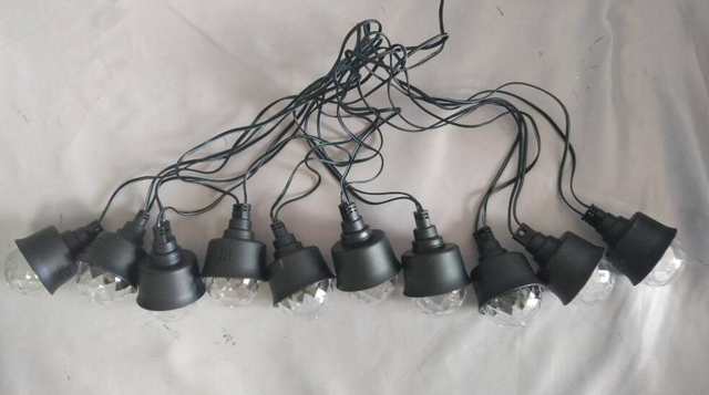 10-Light DJ-Style Atmosphere String Lights with Black Housing + Clear Diamond-Cut Shades - Dynamic Color-Changing LED Party Decor