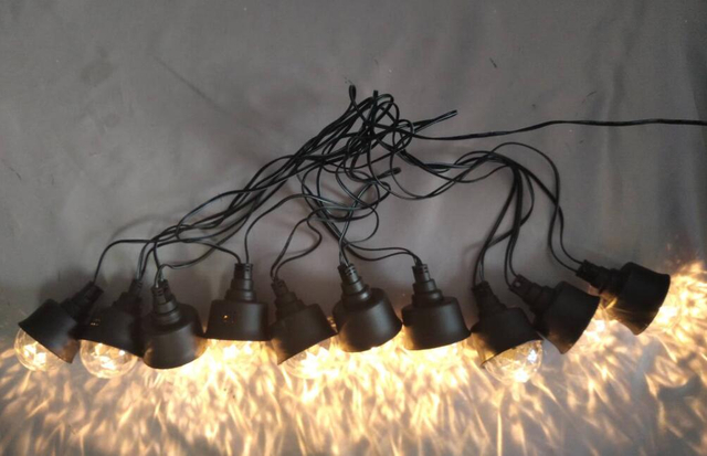 10-Light DJ-Style Atmosphere String Lights with Black Housing + Clear Diamond-Cut Shades - Dynamic Color-Changing LED Party Decor