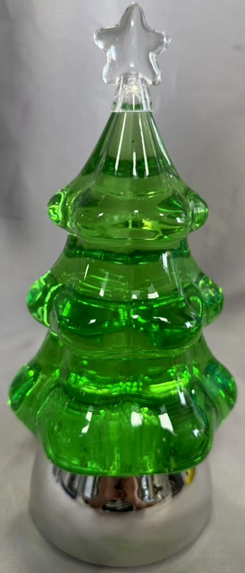 Green Transparent Short Christmas Tree Electroplated Silver Base