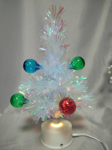 40cm Color-Changing Rotating Fiber Optic Tree | 35 Branches with 6-Ball Fiber Tips | RGB LED Base (16 Colors, 3 Light Modes) | Built-in 8-Song Music Player (Volume Control) | 360° Smooth Rotation (5 R