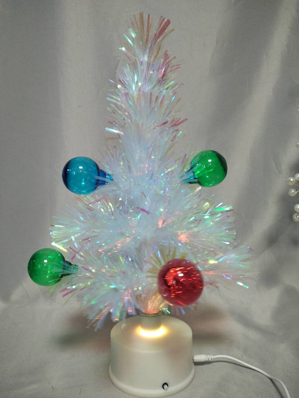 40cm Color-Changing Rotating Fiber Optic Tree | 35 Branches with 6-Ball Fiber Tips | RGB LED Base (16 Colors, 3 Light Modes) | Built-in 8-Song Music Player (Volume Control) | 360° Smooth Rotation (5 R
