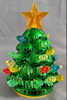 Mini Green Christmas Tree (8.5×8.5×11cm) | Single LED Warm Yellow Light (2700K, 3lm) | 3V Button Battery Powered
