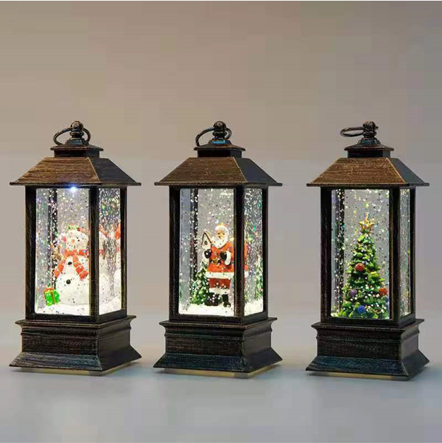 Acrylic lantern shape water lamp Snowman Santa Claus & Christmas Trees