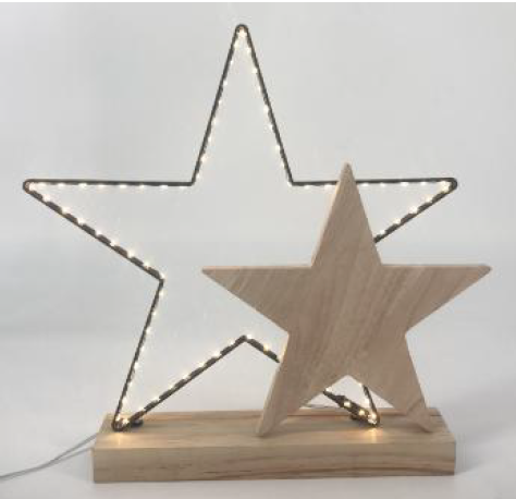 motif frame light with wooden star decor