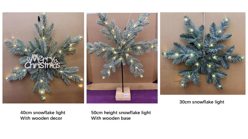 snowflake light With wooden decor/wooden base