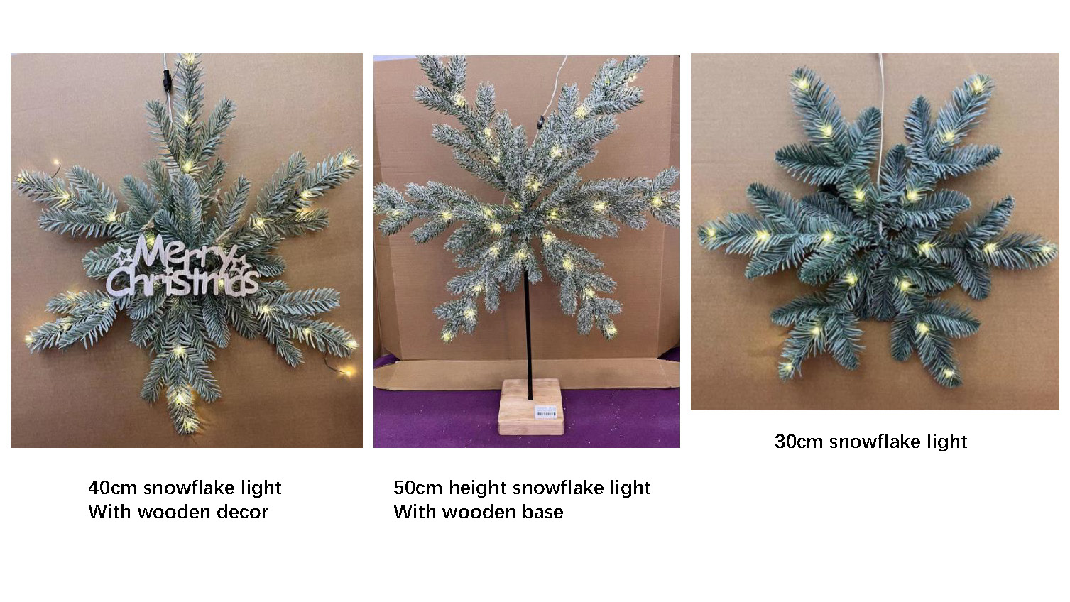 snowflake light With wooden decor/wooden base