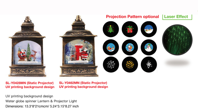 Acrylic Water globe spinner Lantern & Projector Light Santa Claus & Reindeer SR - 26