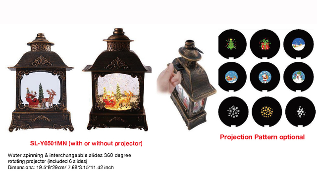 Acrylic Water spinning &interchangeable slides 360 degree Santa Claus & Reindeer SR - 8