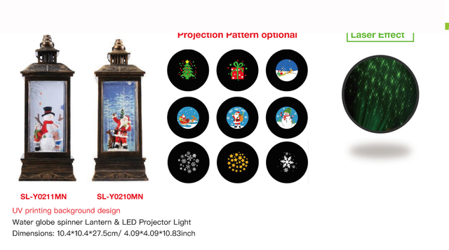 Acrylic Water globe spinner Lantern & LED Projector light Snowman & Kids / Santa Claus & Reindeer SR - 46