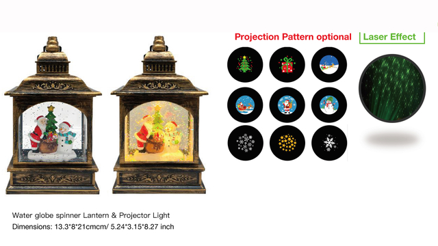 Acrylic Water globe spinner Lantern & Projector Light Santa Claus & Snowman SR - 33