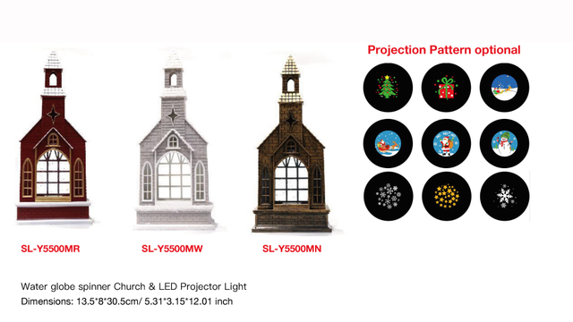 Acrylic Water alobe spinner Church & LED Proiector Liaht White/Black Church SR - 63