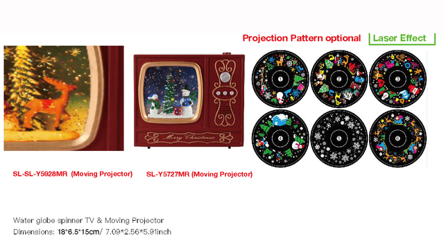 Acrylic Water globe spinner TV& moving Projector Reindeer / Snowmen & Tree SR - 59