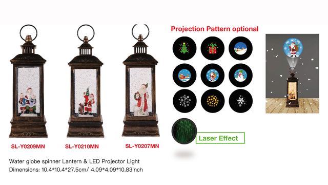 Acrylic Water globe spinner Lantern & LED Projector Light Santa Claus SR - 52