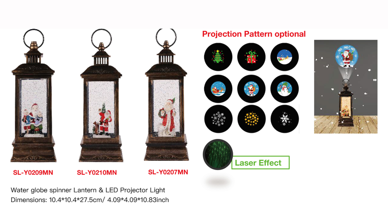 Acrylic Water globe spinner Lantern & LED Projector Light Santa Claus SR - 52