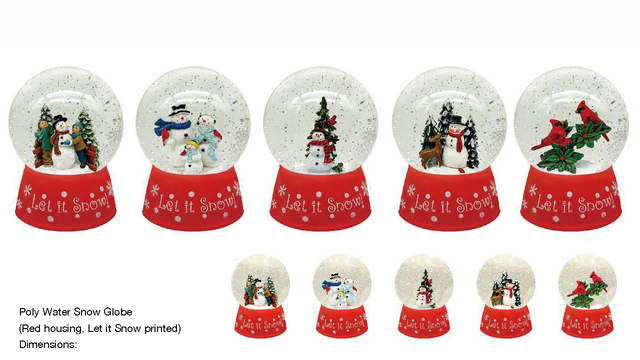 Acrylic Poly Water Snow Globe Snowman/Red birds SR - 128