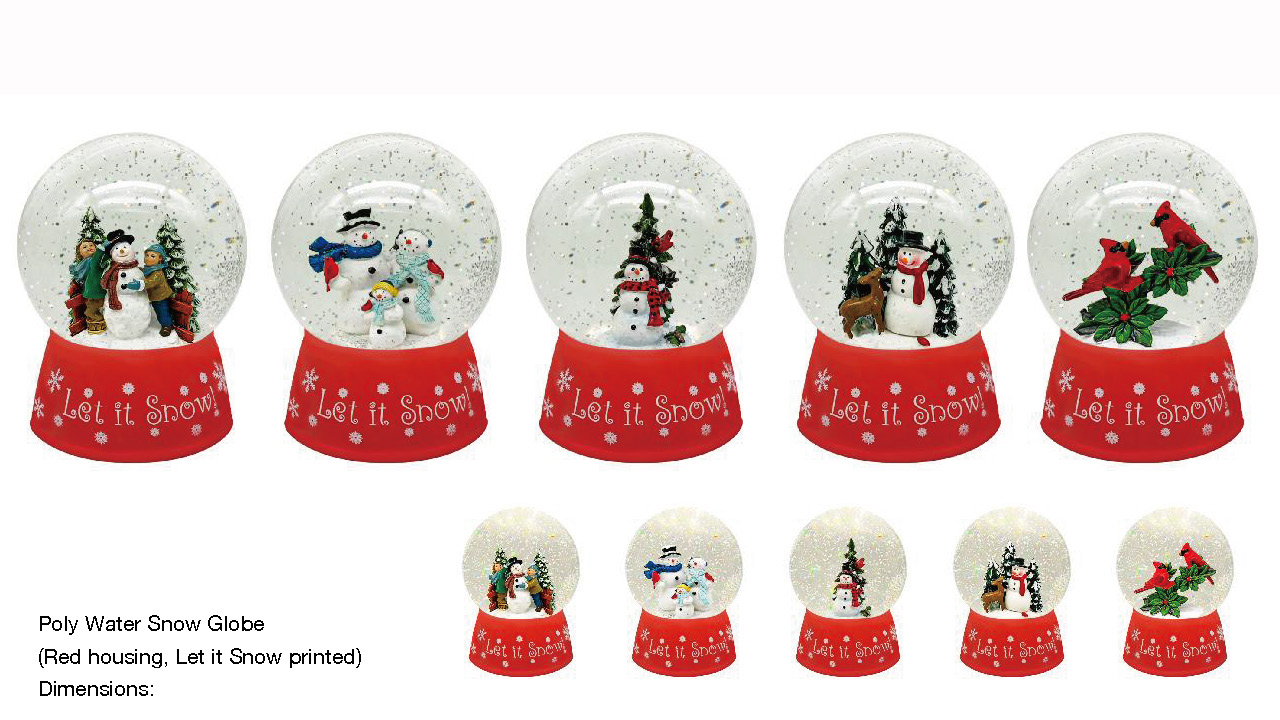 Acrylic Poly Water Snow Globe Snowman/Red birds SR - 128