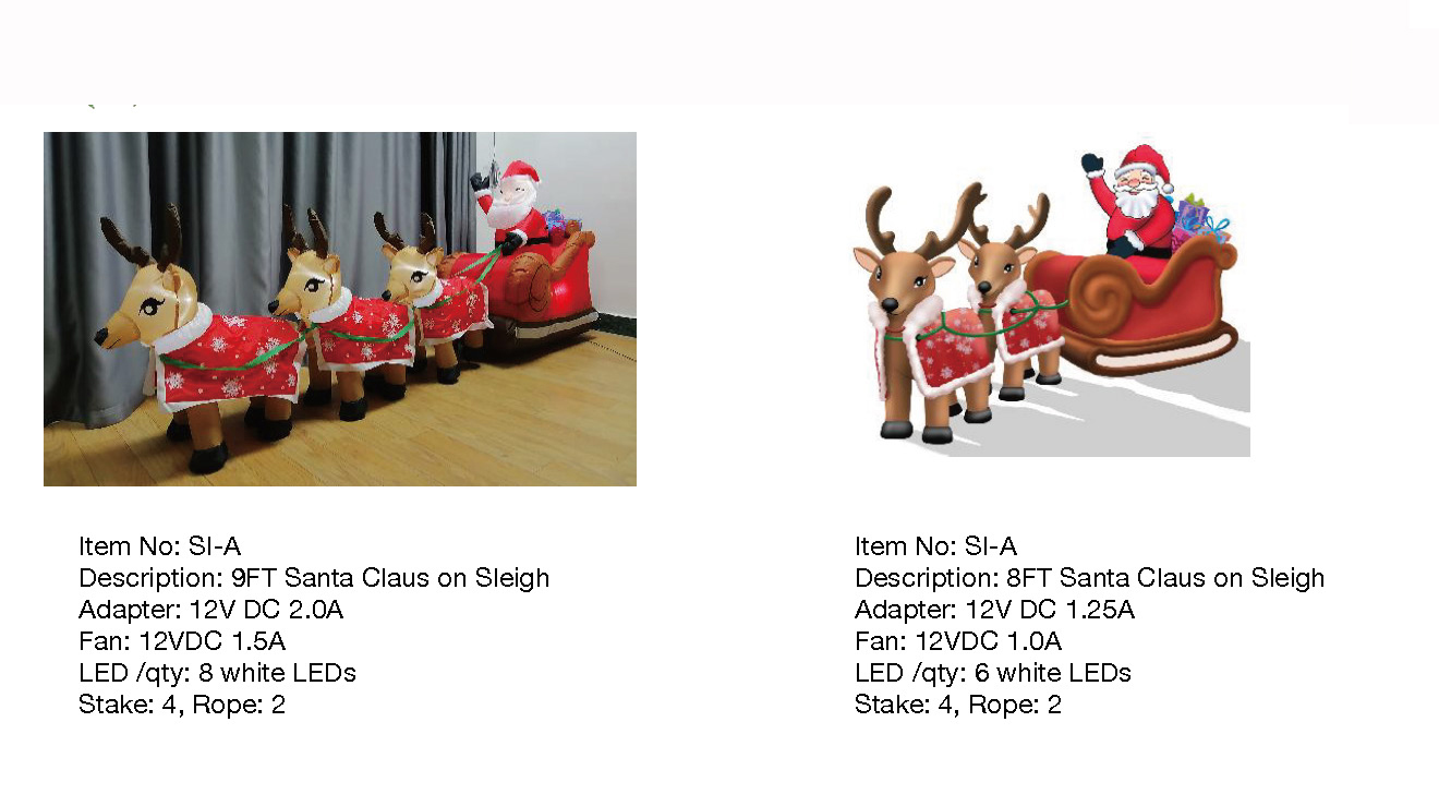 Santa Claus on Sleigh Inflatable Lights