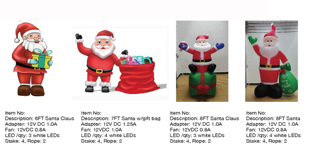 6,7,8FT Santa Claus Inflatable Lights