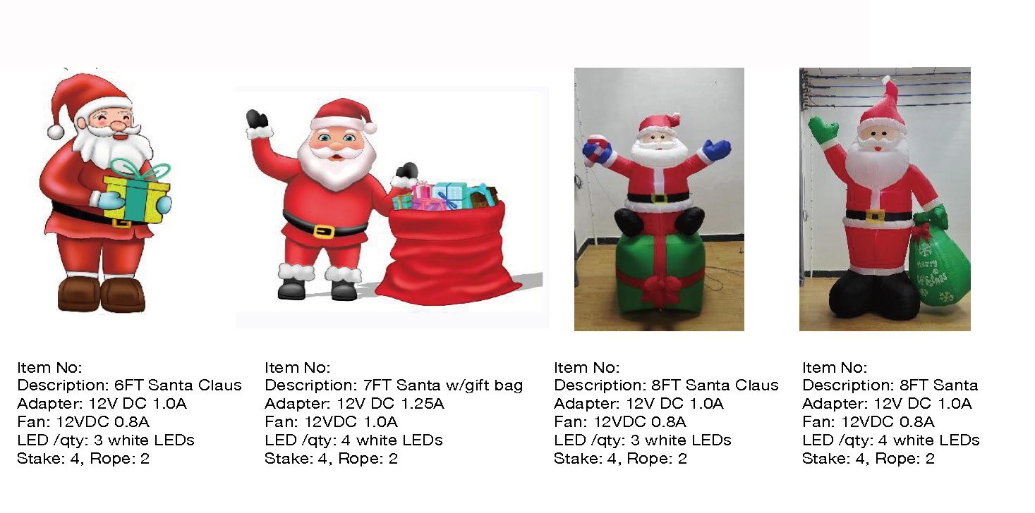 6,7,8FT Santa Claus Inflatable Lights