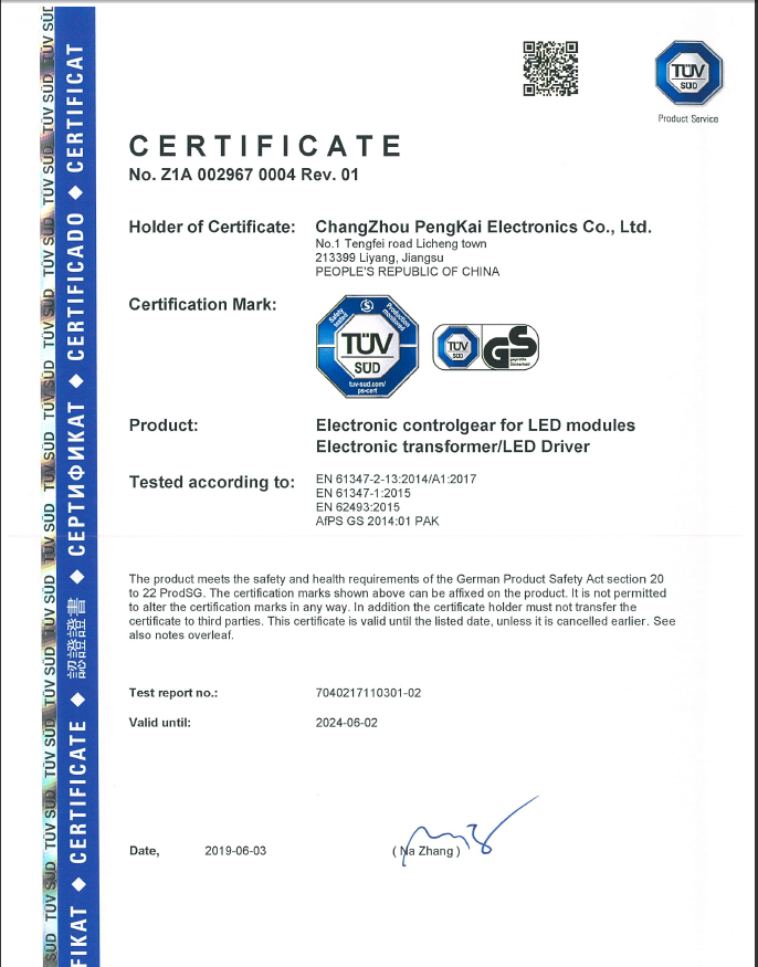 GS LED string lights certificate4