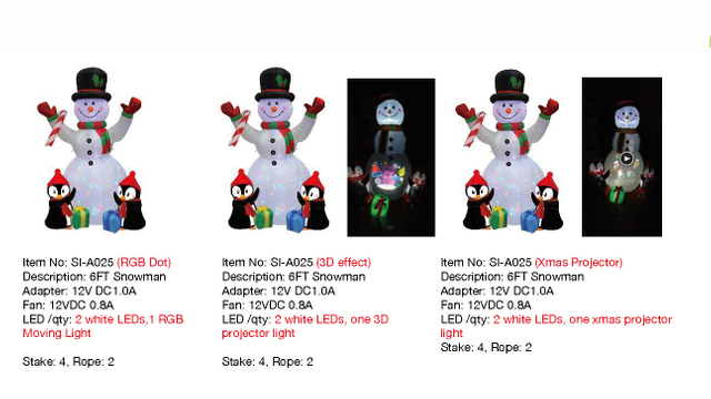 6FT Snowman Inflatable Lights