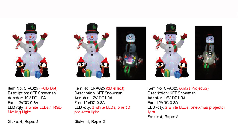 6FT Snowman Inflatable Lights