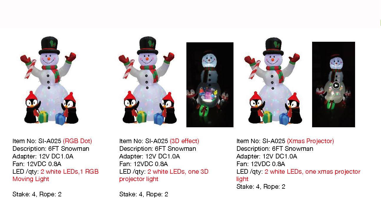 6FT Snowman Inflatable Lights