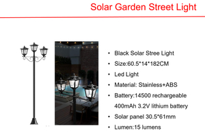 Solar LED Black Stree Lights & Copper/Gold Metal Lantern Lights
