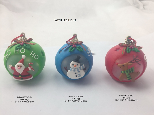 Clay Dough Santa Claus / Snowman / Reindeer on The Ball WITH LED LIGHT - 3