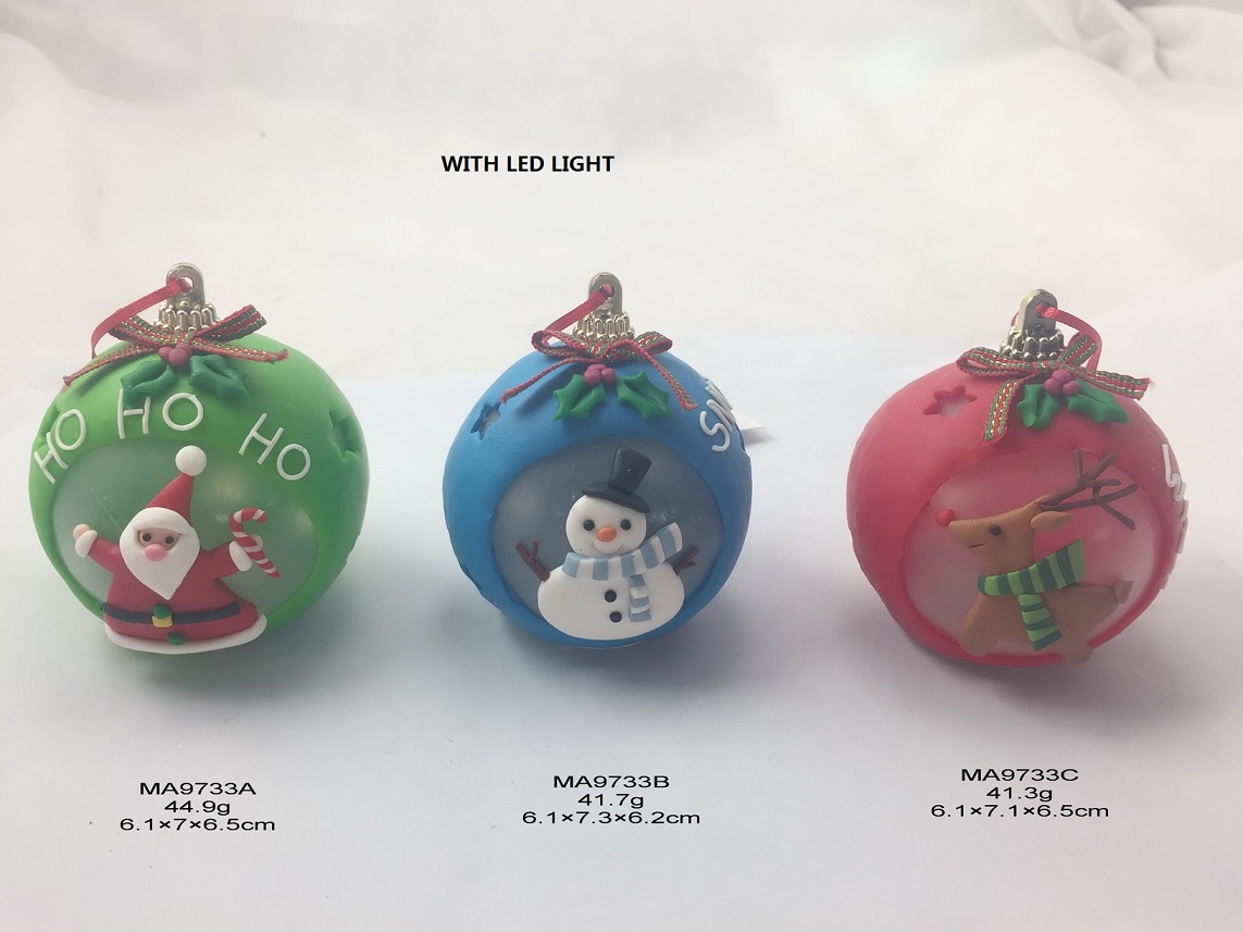 Clay Dough Santa Claus / Snowman / Reindeer on The Ball WITH LED LIGHT - 3