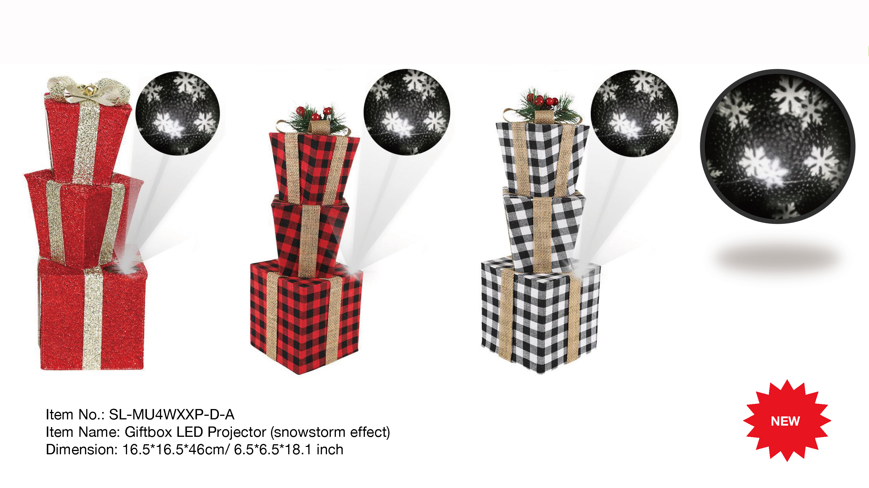 Indoor Decoration Giftbox LED Proiector (snowstorm effect)- 35