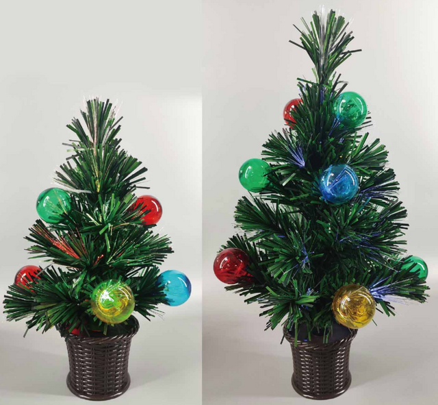 X'mas Green color+Ball Crystal Fiber tree with Round basin