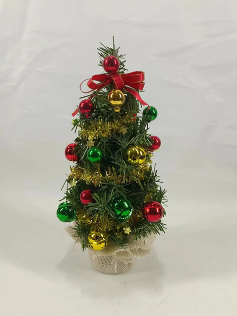 X'mas Green Mini Tree with basin + diff col. ball/Red belt - 28