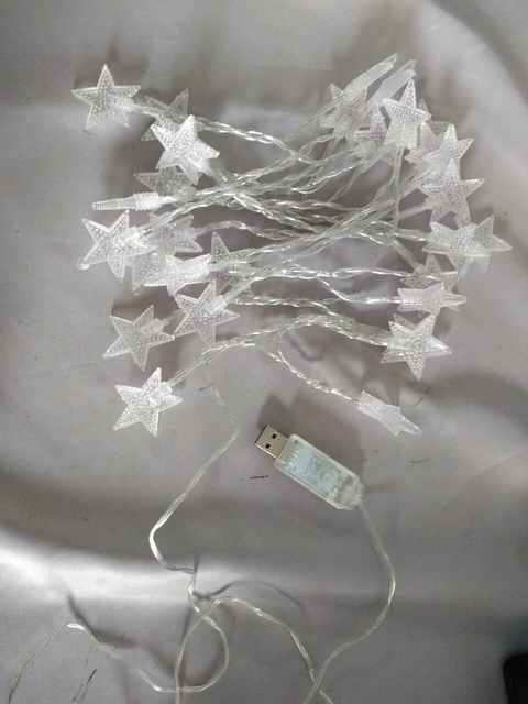 PS Star-Shaped (Dotted Texture) F5 String Lights with 30 LED Bulbs, 8cm Spacing & 240cm Total Length, USB-Powered 8-Mode Lighting for Festive Decor