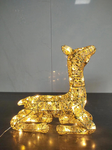Golden cotton yarn sequin reindeer with 40 warm white LED lights